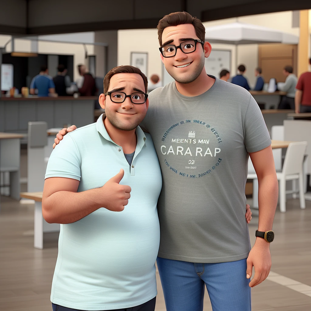 two mens, a short and chubby and older, the other man a tall thin young man, both wearing glasses