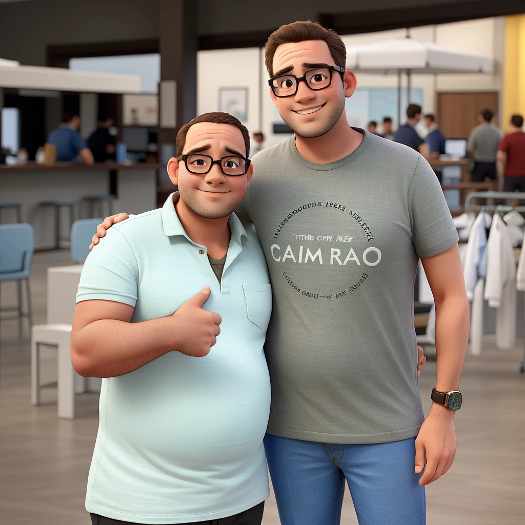 two mens, a short and chubby and older, the other man a tall thin young man, both wearing glasses