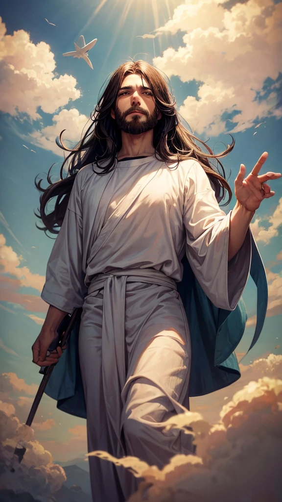 Jesus hovering in the sky 