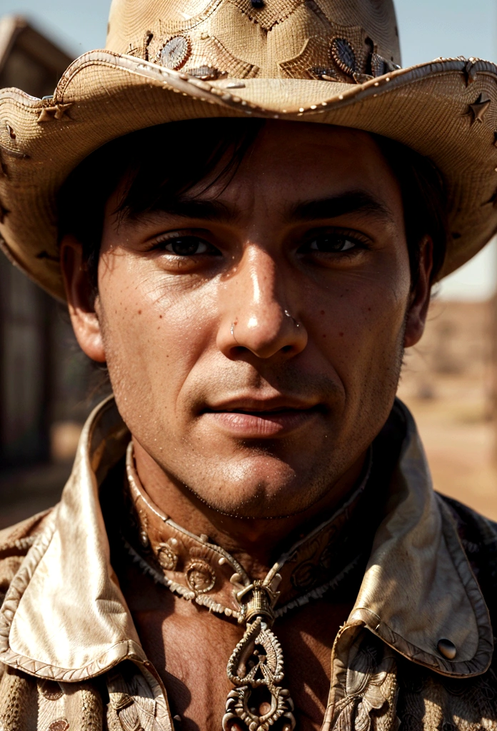 Homem cowboy do Texas, fot, best qualityer, realisitic, realisitic, details Intricate, (fine-details), (details Intricate), cinematic light, Best Quality Backlight, clear lines, 8K, Super high resolution, pureerosface_v1,