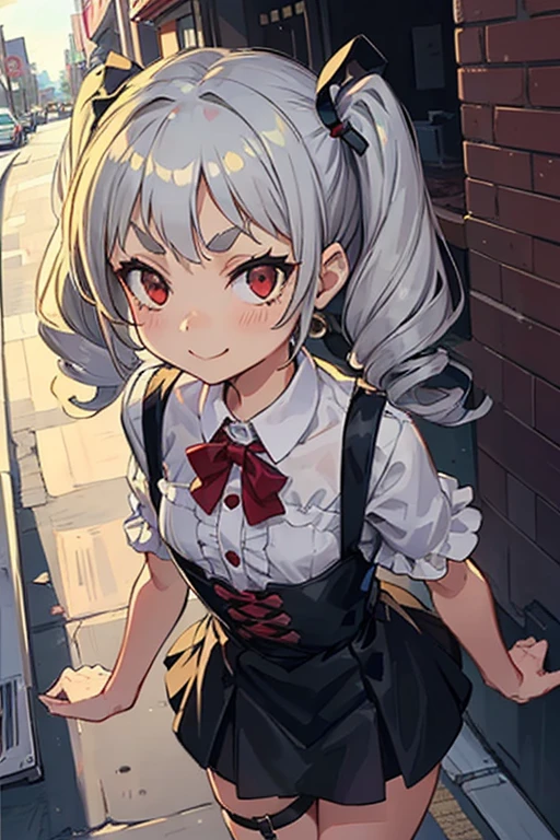 Young girl with grey hair, ((fringed and curly hair)),((curly short twintail)), curly hair ,(red eyes),, ((small bushy eyebrows)), wearing gothic lolita clothing, lolicon , to school, bored eyes, bored face (Zankuro) drawing style by zankuro artist, Zancrow style, image uploaded in R34, walking in the mall, flirty smile , suddenly ((having ???)) in public, ((??????????? sex)), ((public ??? )) naked ass in the male crotch, old man , ((being raped by a decrepit old man in a dirty alley, ((male pov))