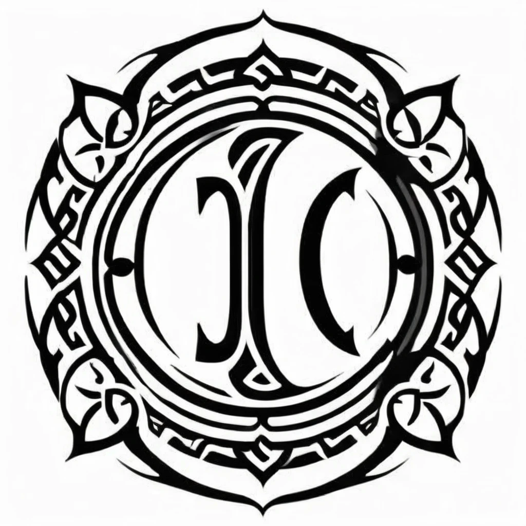 celtic style, tribal style, norse style, black and white, alpha, greek letter alpha, α