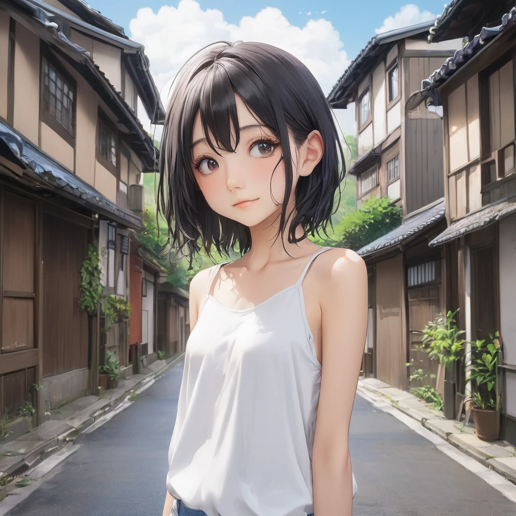 (masterpiece, Highest quality:1.2), One girl, alone,bony body、15 years old、Anime Style