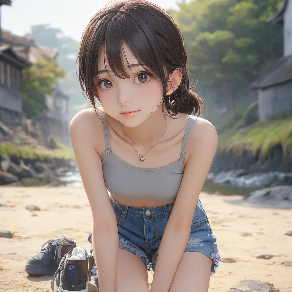 (masterpiece, Highest quality:1.2), One girl, alone,bony body、15 years old、Anime Style