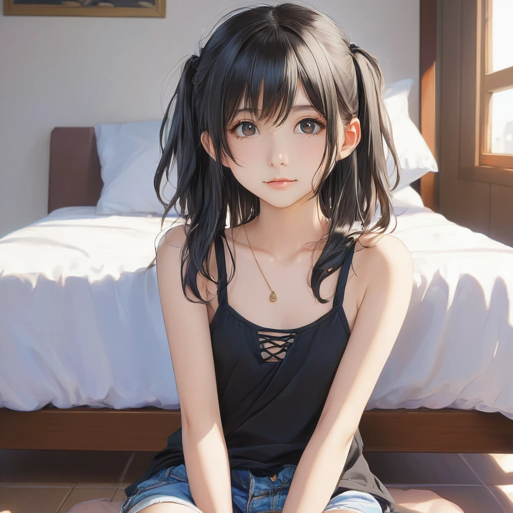 (masterpiece, Highest quality:1.2), One girl, alone,bony body、15 years old、Anime Style