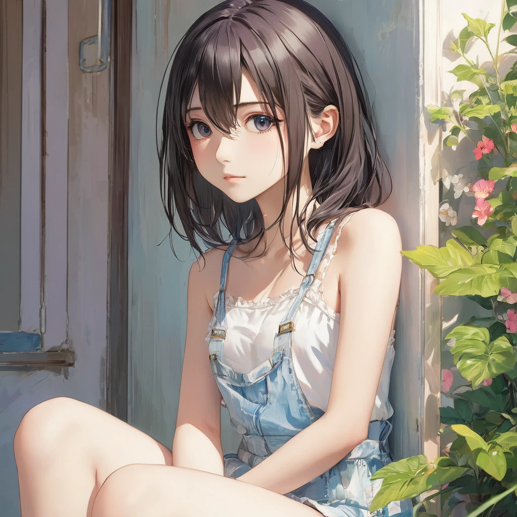 (masterpiece, Highest quality:1.2), One girl, alone,bony body、15 years old、Anime Style