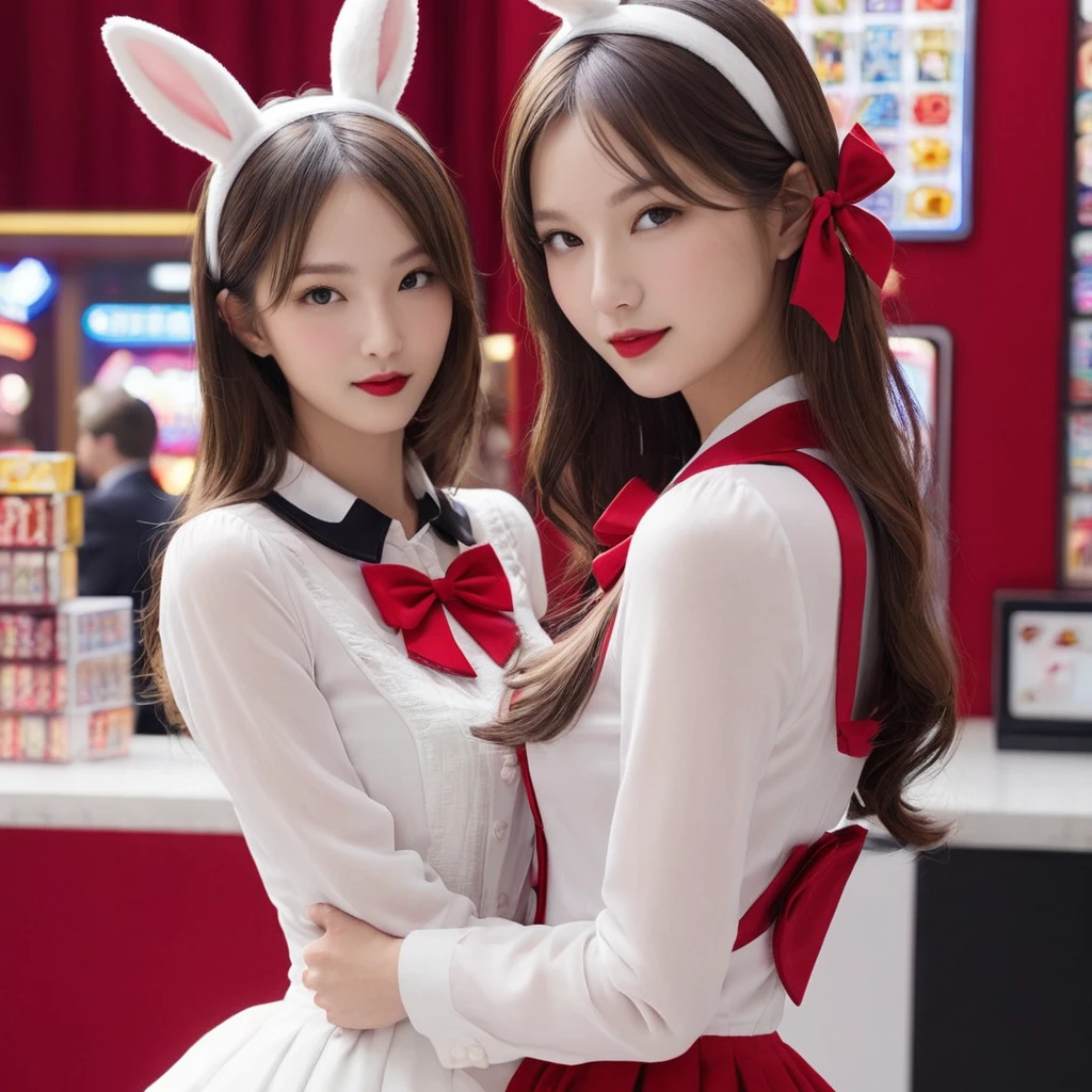 One Girl、pretty girl、Masterpiece、Masterpiece、Red Bunny Girl、White collar、Red bow tie、casino、Black Jack Dealer、The dealer is a bunny girl、cardを配るバニーガール、Super detailed_card、