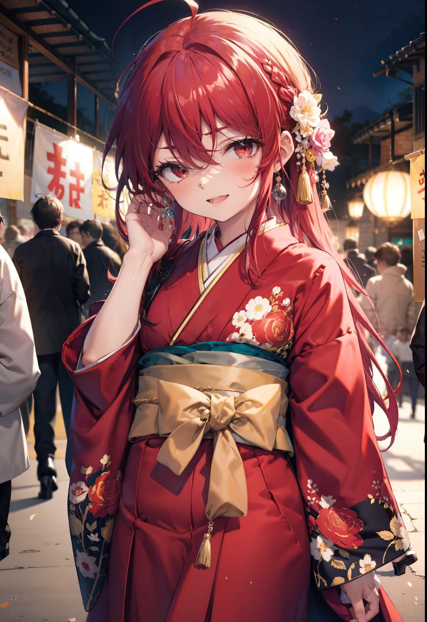 Red eyes,Open your mouth,smile,