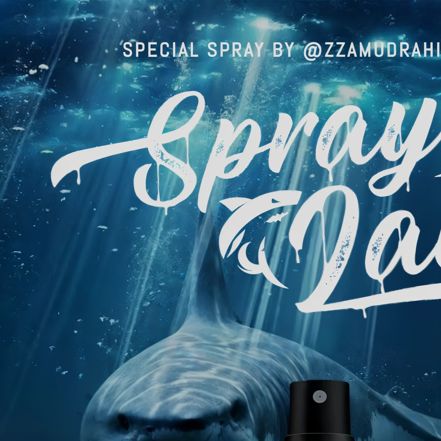 a close up of a bottle of spray with a shark and an anchor, bioluminiscence, by Eugeniusz Zak, bioluminescent skin, spray, sea spray, bioluminescent skin!, filled with bioluminescence, by Hermann Rüdisühli, dramatic product photography, spray art