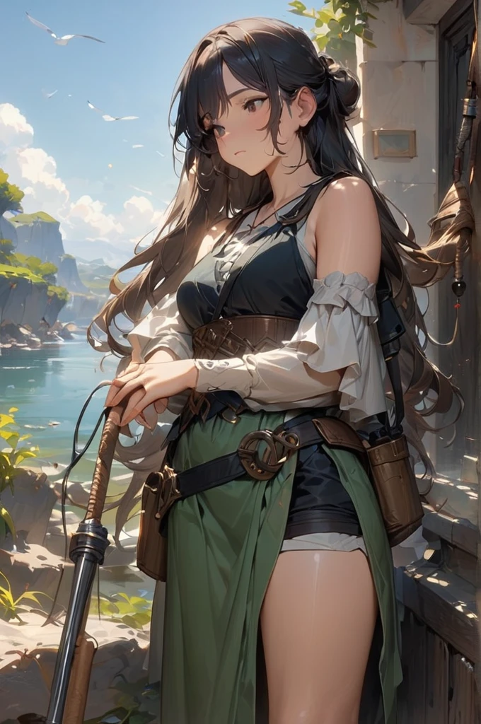 ((Best quality)), ((masterpiece)), (detailed), The fishing girl