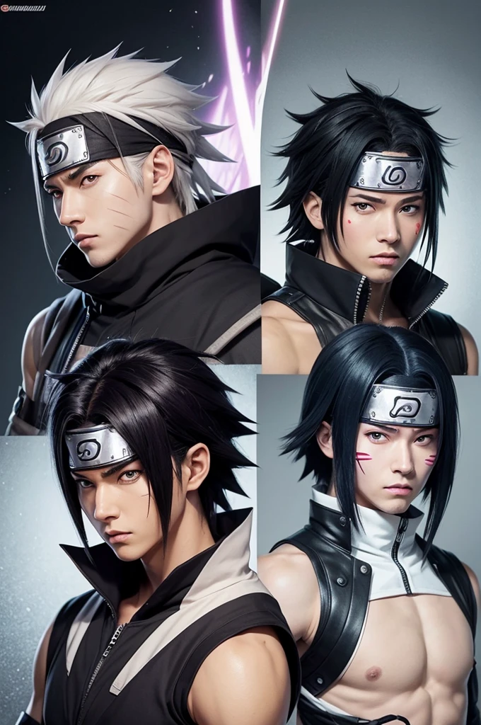 I want you to create a character from the world of Naruto, I want him to have a Byakugan, having a similar appearance to Sasuke, and that its art style is the same as the anime "naruto shippuuden"