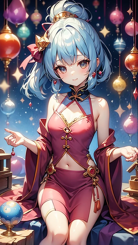 Cute girl telling fortune with a crystal ball