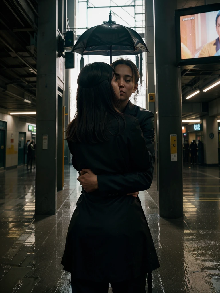 Lovely Couple's Dramatic Scenic Viewed of an aesthetic image with the city's bus station with the school's football playing area: stadium and Ancient Roman Catholic Church's backdrop scenic view of the images at the evening of Heavy Rainfalling Day of The City:Metropolis and The Lovely Couple are covering the heavy rains with the UVR:Ultra Violet Rays protective Umbrella by embracing:hugging tightly their waists each other with the deepest expressions of the mood to protect by tieing of the opaque untitled nexus passed moments of their Inner Vigor Sense of their Souls as an Unforgotten Extraterrestrial Imagine Scenic Viewed of An Imaginary Image's View with InfinityDsxl of Dsxl Artworks Viewed that's all are Emphasized on Minds of The Lovely Couple's Dramatically that no one of never seen the scene about described of the prompt's description, Realistic True Events Imaginations with Hyper Mass of Hysterical Nostalgia Artwork Imagery Images based on True Events of SomeOne:Anyone:An Authority Administrator who did participate on the moment what:these I described as an imaginary thought to thoughts as an InfinityDsxl Rendered Creative Words Encryption View of Neo Realistic Passing Over Scenic Viewed of An Image's Quality of The Best with Highest of Highed Detailed with Golden Ratio Influenced on the characters with 1:1.618.