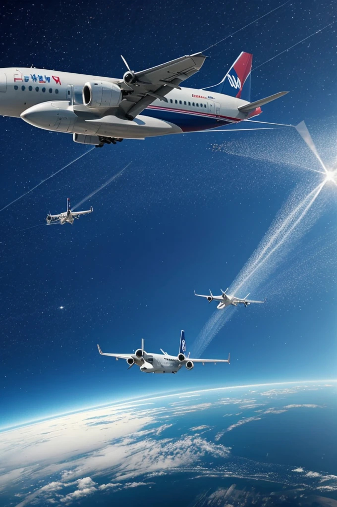 A plane flying and expelling virus particles into the world