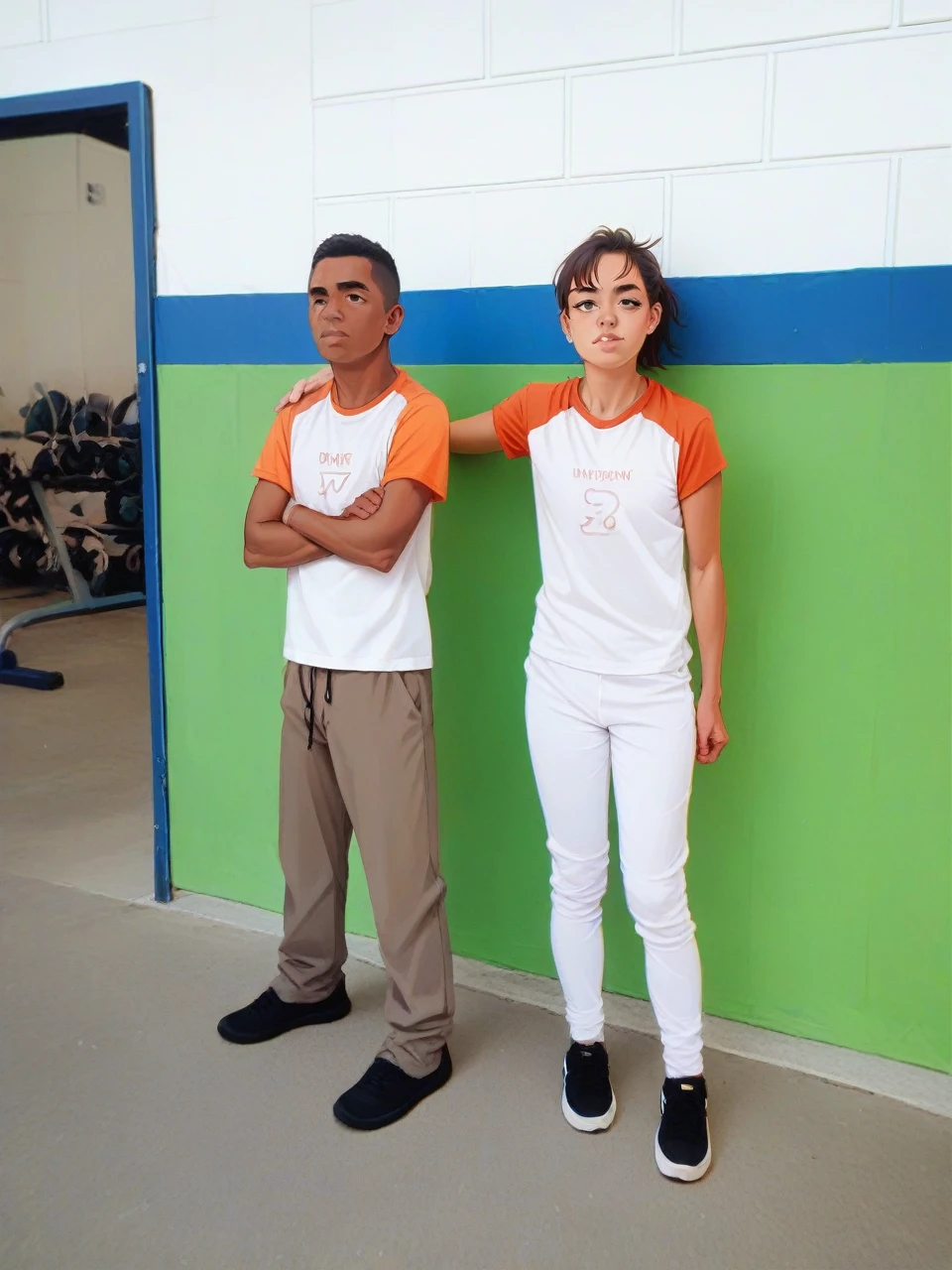 Improve the photo, put on sports clothes replace