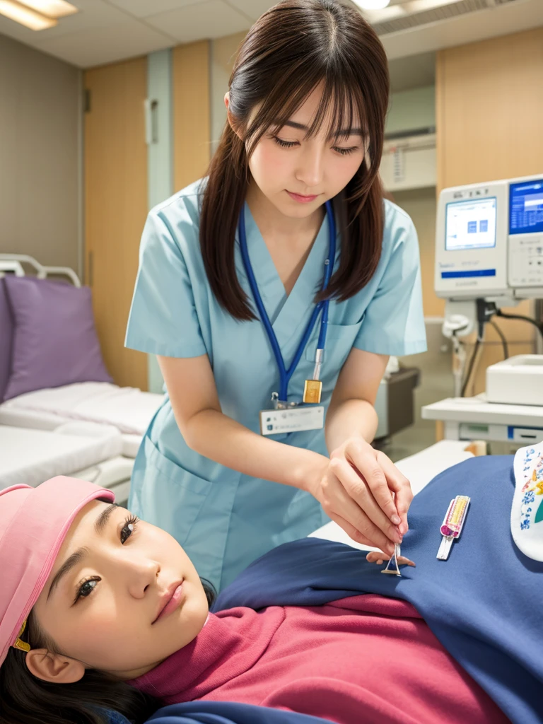 Japan A caregiver girl working at a hospital Realistic