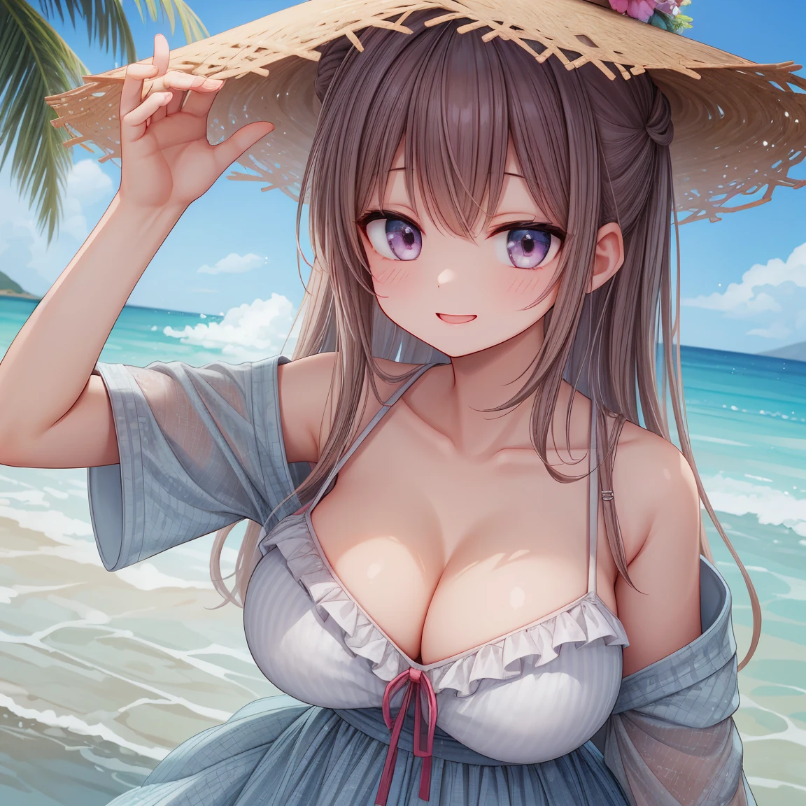 1 Girl、smile、Big Breasts、、summer