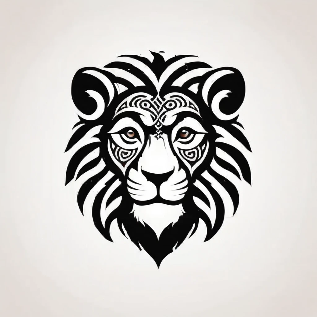 celtic style, tribal style, norse style, monkey, lion, black and white