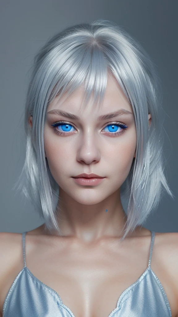 Beautifull russian girl with silver hair and blue eyes