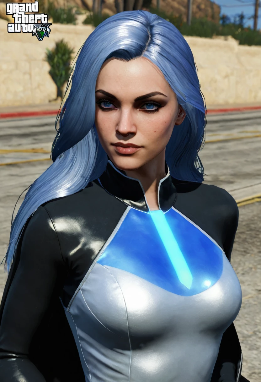 Mod para GTA V: "Spectra - The Guardian of the Saints"
Character description:
Name: Spectra
Alias: The Guardian Physical Description: Spectra is a 30-year-old woman with long, silver hair that glows a deep blue glow when she uses her powers.. She has an athletic figure and wears a tight black suit with blue details and a cape that flutters behind her..