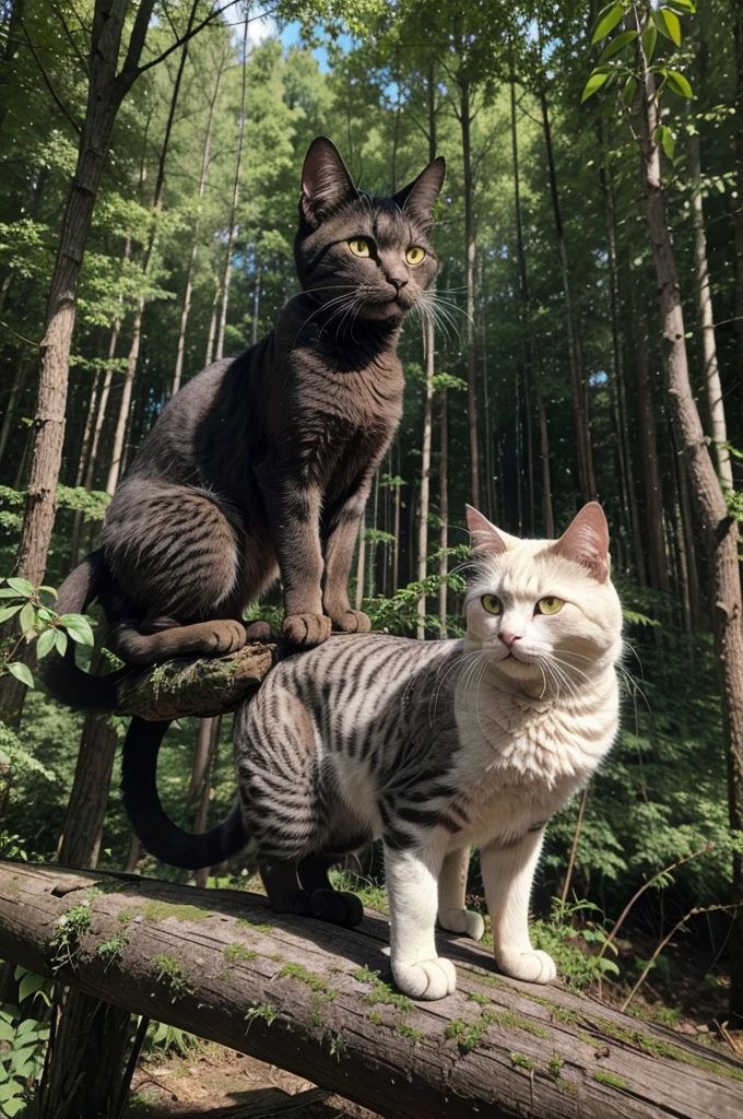 Legendary cat in forest with mythical willow