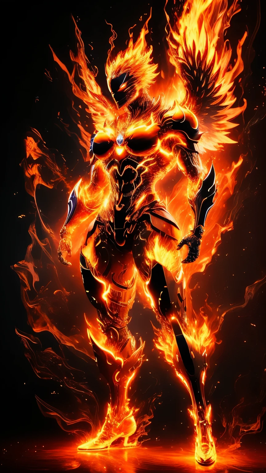 (非常にdetailedな 8k 壁紙) ,Full body portrait photo of an anime scene where a demonic magician controls fire, Burning chains around her, Captivating body,Tall body, Mature Body, Big Breasts, break burning aura, fireball, オレンジと黄colorの輝きが周囲を輝かせる, A small phoenix is flying in the background, lava on the ground, magma, break,detailed,Realistic,4K の非常にdetailedなデジタルアート,Octane Rendering, Bioluminescent, break 8K resolution concept art, realism,Mappa Studio,masterpiece,Highest quality,Official Art,figure,Clear lines,(nice_color),Perfect composition,Absurd, Fantasy,Concentration,Three-part method