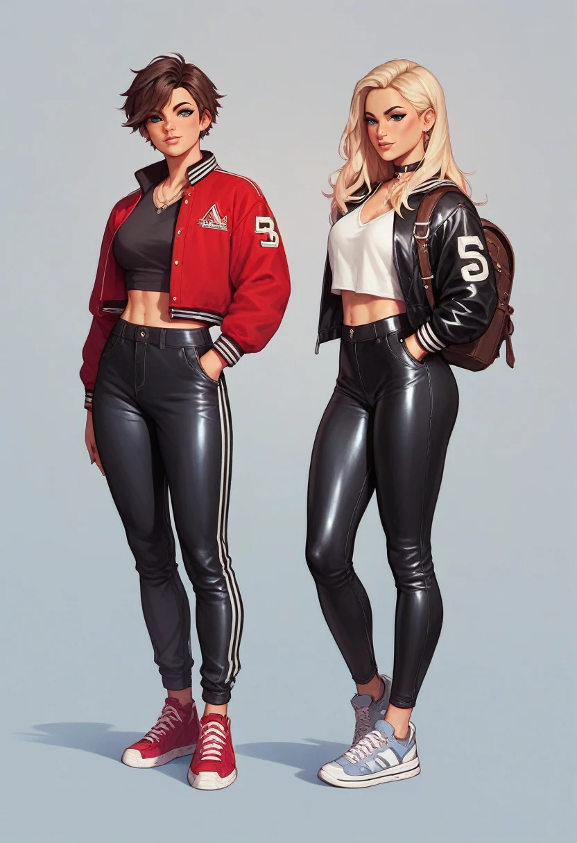 Combine a leather varsity jacket with jogger pants and a cropped hoodie. Finish with chunky sneakers and a leather backpack for an athleisure look with an edge.