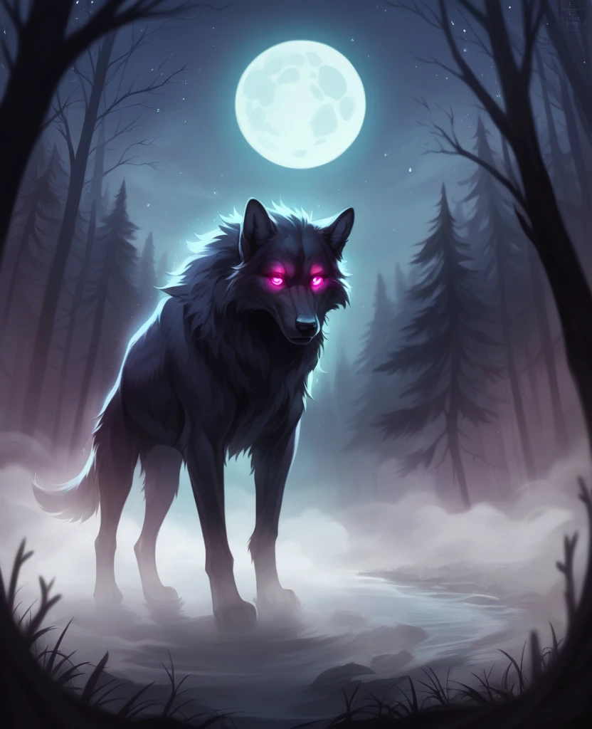a majestic wolf howling at the full moon in a dark mystical forest, moonlight shining through the trees, dramatic lighting, cinematic composition, 8k, unreal engine, highly detailed, photorealistic, hyperrealistic, dramatic lighting, moody atmosphere, dramatic shadows, vibrant colors, glowing eyes, fur with intricate details, nature, wilderness, night sky, stars, fog, mist, depth of field