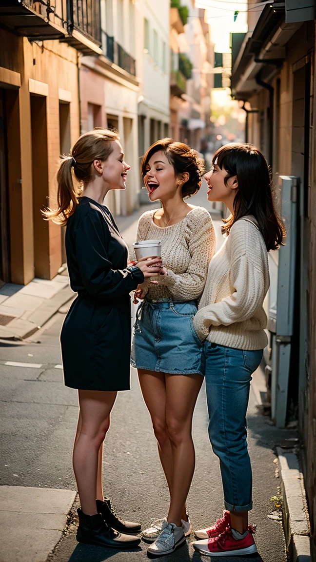3 neighbors gossiping on the street