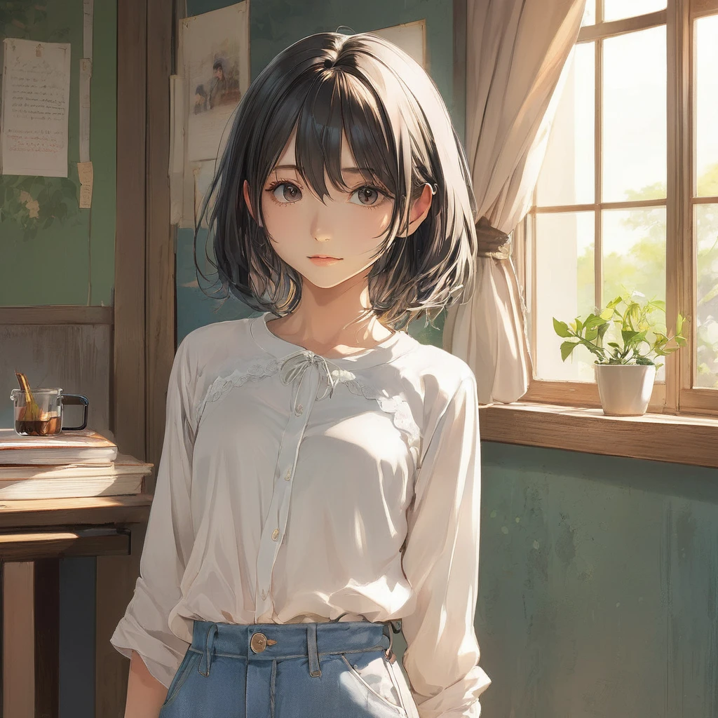 (masterpiece, Highest quality:1.2), One girl, alone,bony body、15 years old、Anime Style