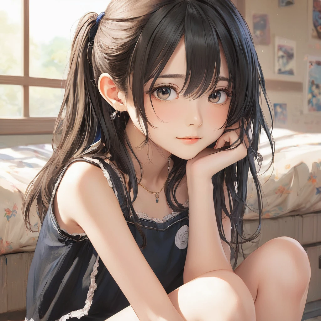 (masterpiece, Highest quality:1.2), One girl, alone,bony body、15 years old、Anime Style