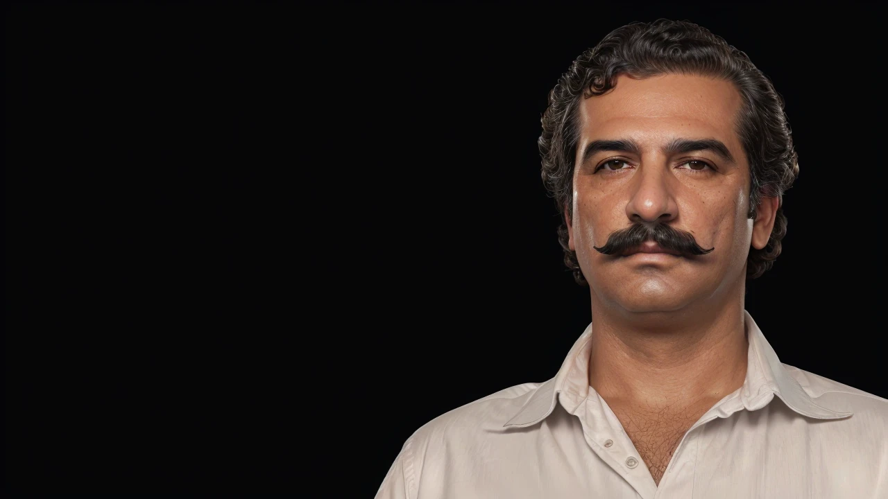 A stern man, Arafed with a mustache and a white bloody shirt, realistic face, very detailed portrait, cinematic portrait, Highly detailed face, bloody shirt