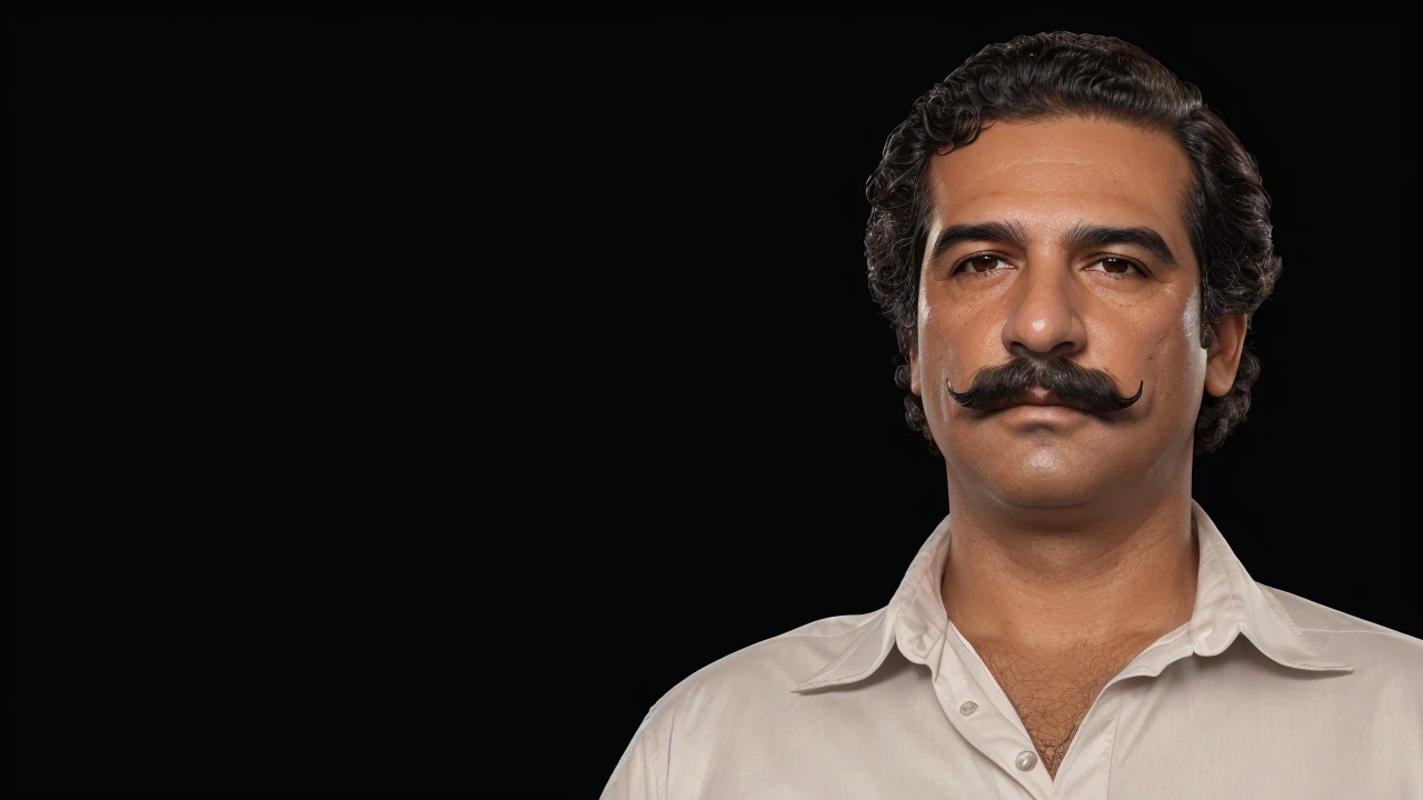 Mexican mustache, Mexico, Pablo Escobar, A stern man, Arafed with a mustache and a white shirt, realistic reconstructed face, very detailed portrait with visual effects of, very detailed portrait with visual effects, Portrait rendering 8k, Cinematic Bust крупным планом, Cinematic Bust, cinematic bust portrait, 8k highly detailed face, Hyper realistic high detail 8k, realistic hybrid of face and body