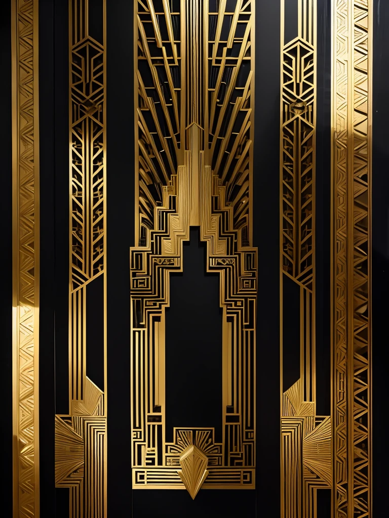 Wall in shades of black and details In gold, em artdeco