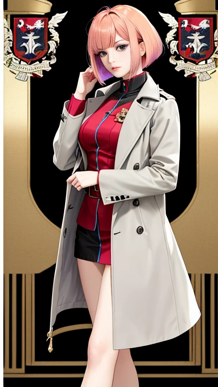 gravure、Ahan、Ahan、Ahan、AhanAhan、Realistic photo of Red Sazaby Girl,Short Bob Cut,Her hair is bright pink、It has a gradation with blonde..,Cool look,background is gray,Coat of arms of the Principality of Zeon,Haman Khan and Char Aznable's 16-year-old daughter.,precocity、Eros、ポルノgravure、nipples tingling、nipples tingling、Breaking through orgasm、Unlimited pleasure、