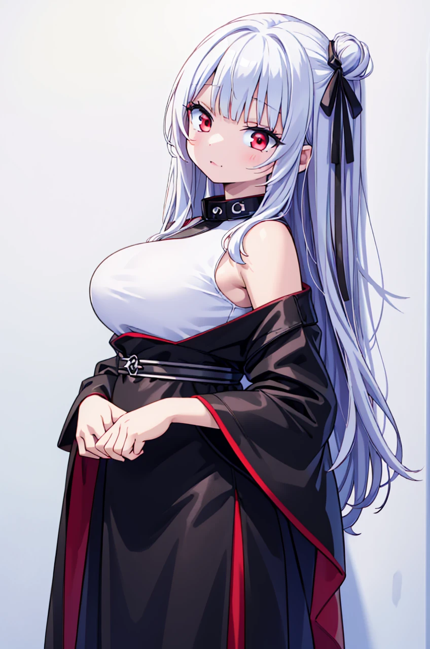 extremely detailed, masterpiece, high resolution, black , deep sharp red eyes, sharp face, cold, beautiful, long white hair, sexy face, curvy figureblack , deep sharp red eyes, sharp face, cold, beautiful, long white hair, sexy face, curvy figure