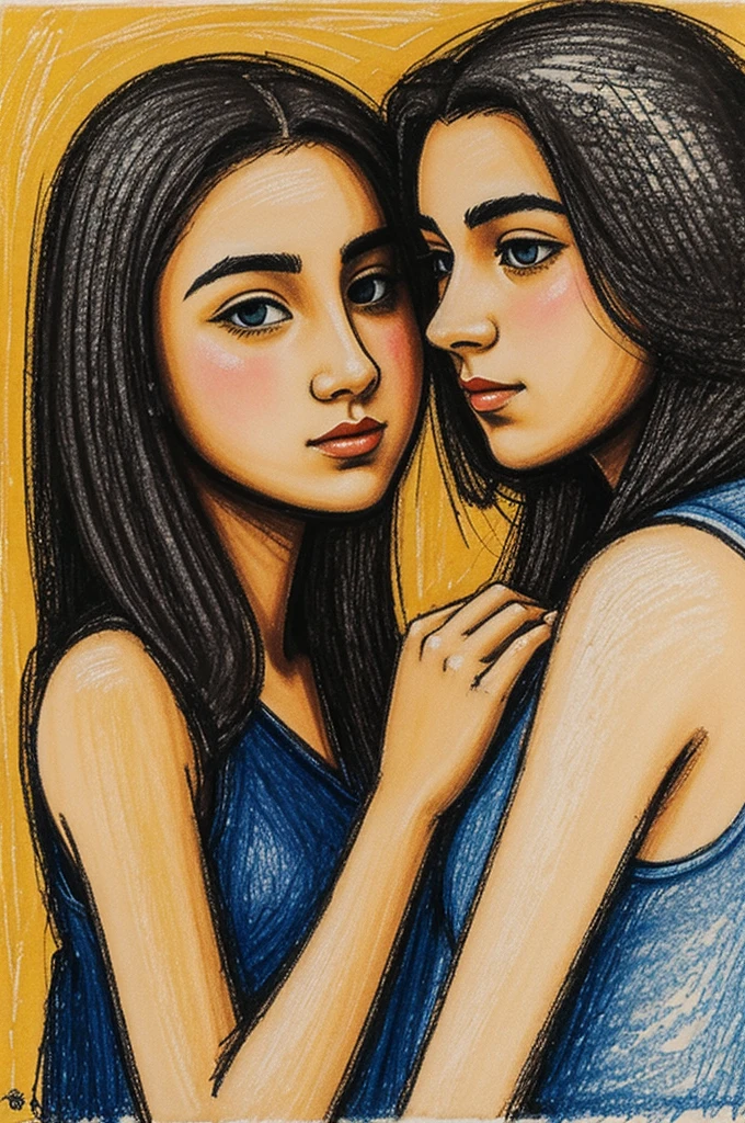 Create an expressionist drawing about young love