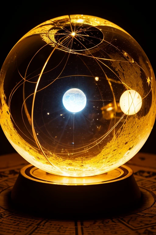 A bewitching astrologer, a glowing crystal ball, words of prophecy,