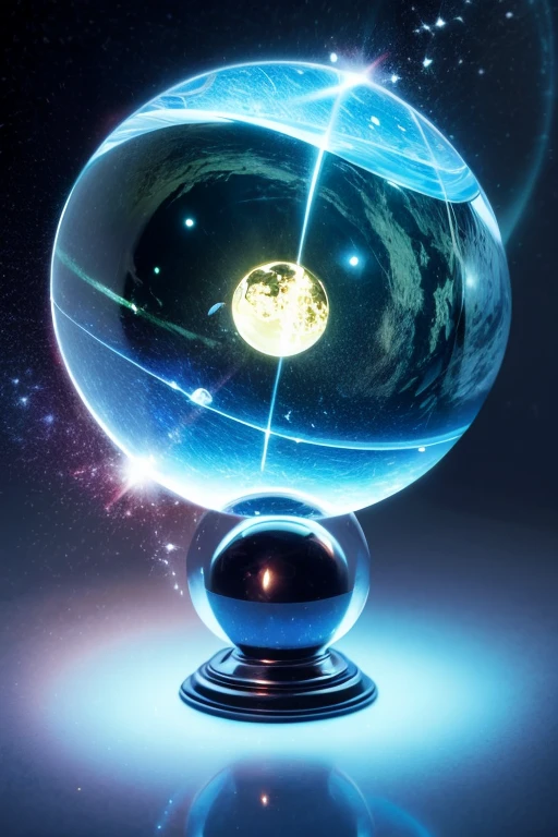 A bewitching astrologer, a glowing crystal ball, words of prophecy,