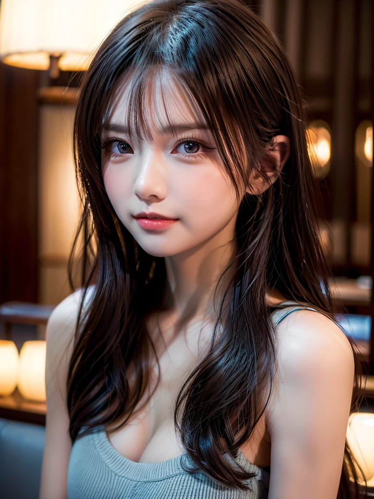 Face Focus, Portraiture, Highest quality, Super quality, 16K, Beautiful and cute woman, Captivating look, Excited expression, Simple and warm atmosphere background