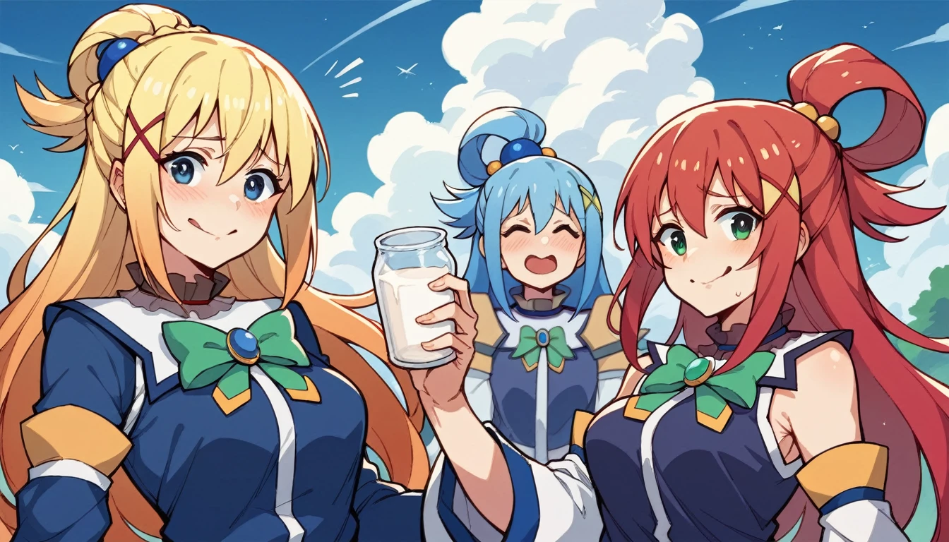 Multiple girls、Anime characters、(Konosuba characters)++、Blessings to this wonderful world！、Milk comparison、