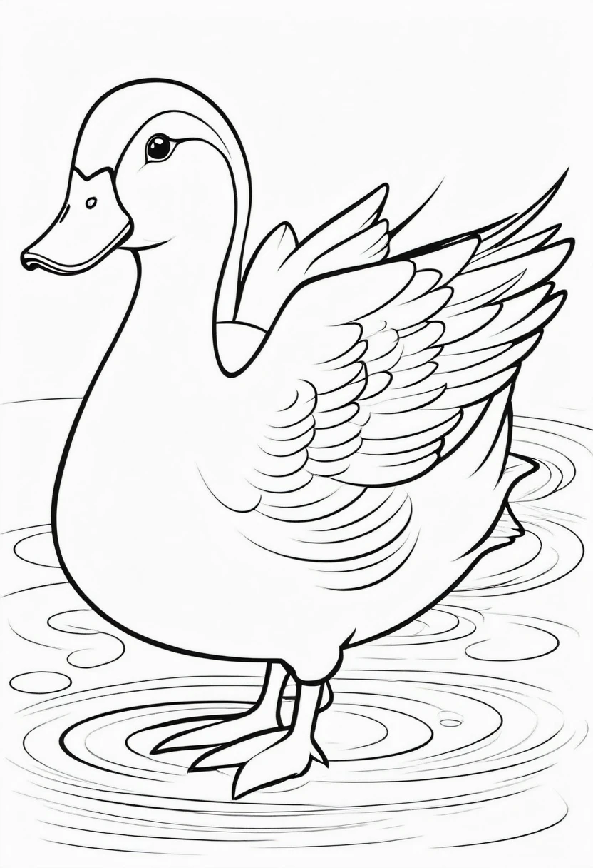 coloring page for kids, duck , cartoon style, thick lines