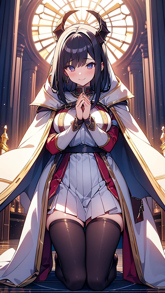 (32k, masterpiece, Highest quality, Highest quality, Official Art, beautifully、aesthetic:1.2), (One girl), Very detailed, (Fractal Art:1.3), colorful, Most detailed, Perfect Face, whole body, High resolution, Big Breasts, (pray:1.3), (White cloak Golden Line:1.2), church, (Streaks of Light), Impressive visuals, (Dynamic stripes, Light trail:1.2), Vibrant colors, Wicked Smile, {{A demon who took the face off a praying girl and disguised himself as a girl}}, ((Intense vaginal sex with a man: 1.5)), Intense cowgirl sex,Giving her virginity to a man, Red blood from inside the vagina, (Shake your body violently and bounce: 1.3), NSFW