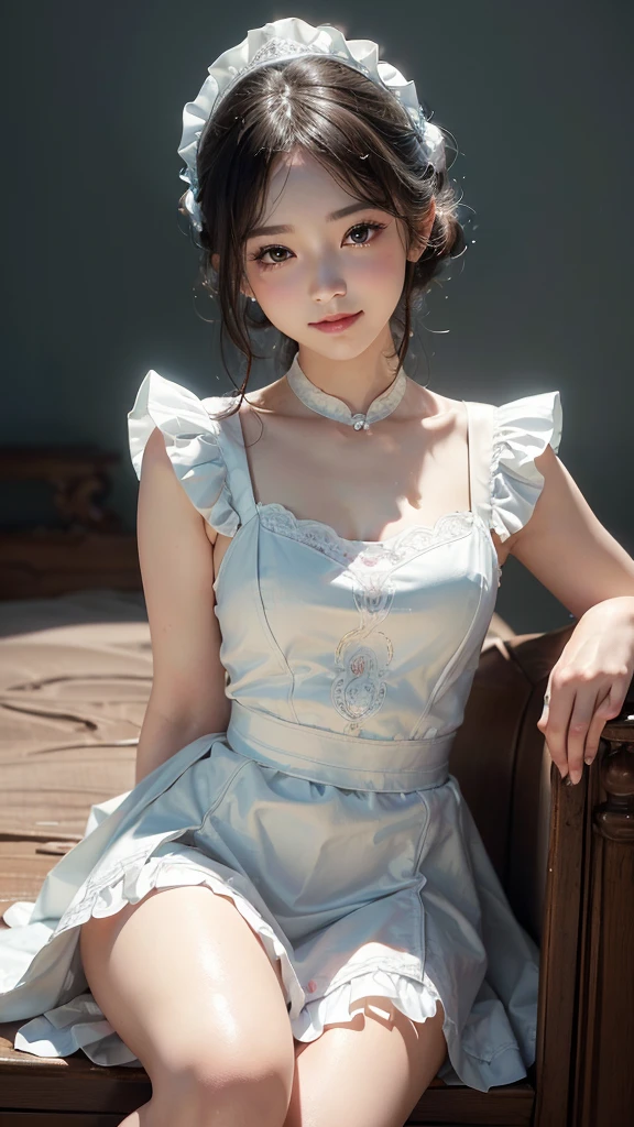 High resolution, extremely detailed, facial enhancement, mansion, an innocent and cute eight-year-old girl, princess dress, white stockings,