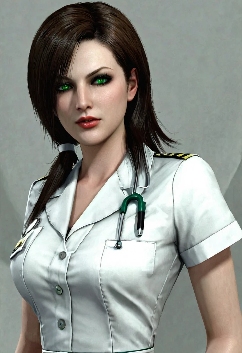 Mod para Resident Evil: "Night Nurse - A New Horror"
Character description:

Name: DR. Alice Mercer Age: 29 years old Physical Description: Alice is a woman of average height with long dark hair., and green eyes. Her outfit includes a modified nurse uniform to be more stylized and sexy., with details like a short skirt, plunging neckline and medical accessories.