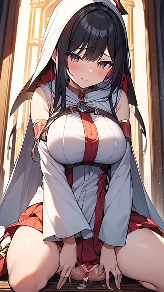 (masterpiece, Highest quality, Highest quality, Official Art, beautifully、aesthetic:1.2), (One girl), Very detailed, (Fractal Art:1.3), colorful, Most detailed, Perfect Face, whole body, High resolution, Big Breasts, (pray:1.3), (White cloak Golden Line:1.2), church, (Streaks of Light), Impressive visuals, (Dynamic stripes, Light trail:1.2), Vibrant colors, Wicked Smile, {{A demon who took the face off a praying girl and disguised himself as a girl}}, ((Intense vaginal sex with a man: 1.5)), (体を激しく揺らして胸がバウンドする: 1.3), NSFW