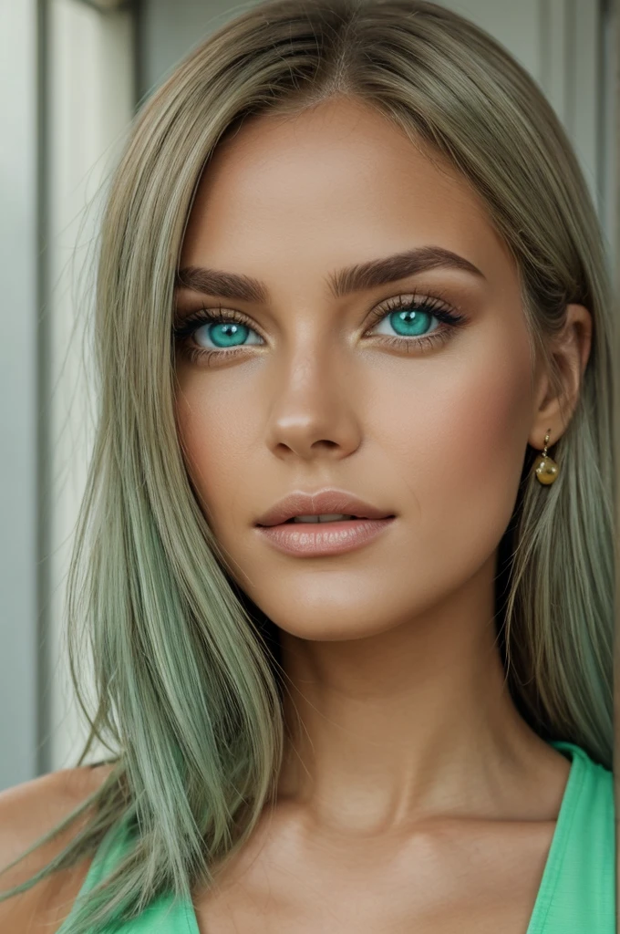 Light green eyes with a honey tone in the center and a few touches of grayish blue