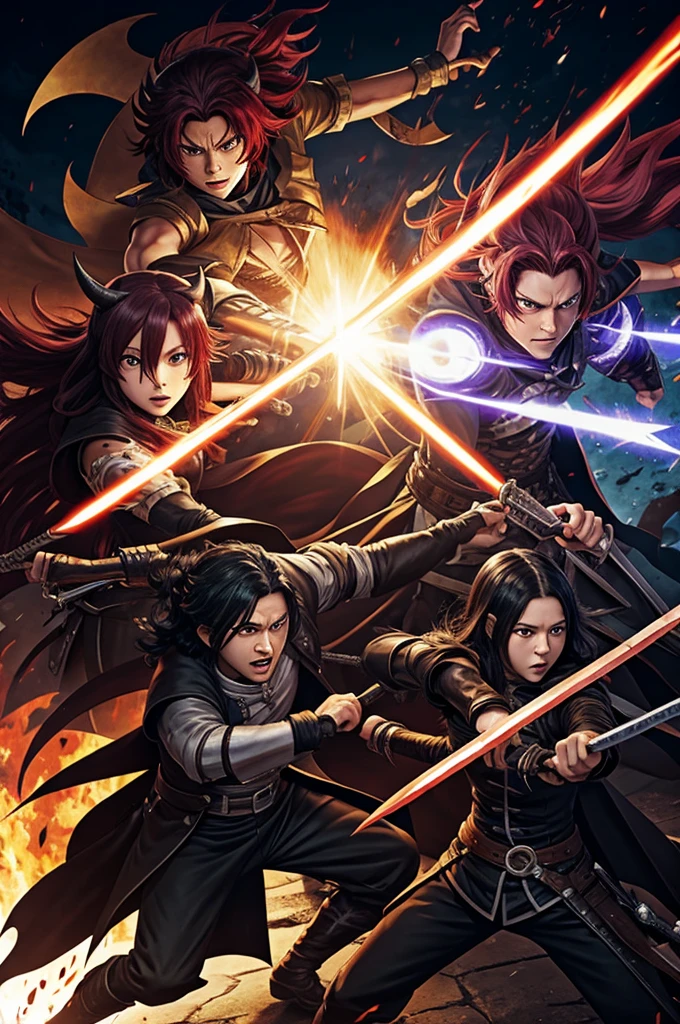 Demon slayer characters fighting
