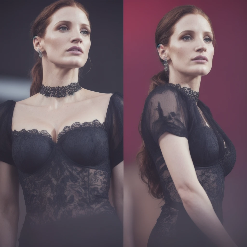 photograph of jessica chastain     actresses ,    , sexy girl,  jaw-dropping beauty,   skin,  jaw dropping beauty, on , tight outfit, seductive expression , perfect face, (Highly detailed skin:1.3, highly detailed face :1.5 ),[freckles], natural lighting, (direct light:0.4), photorealistic, highgest quality,  (smiling:0.5), sophisticated hairdo, highly detailed eyes, highly detailed skin surface, detailed hair, no make-up, intrincate details, edge light, 40mm, 8k, detailed, ultra detail, UHD, HDR(insanely detailed skin texture , depth of field )