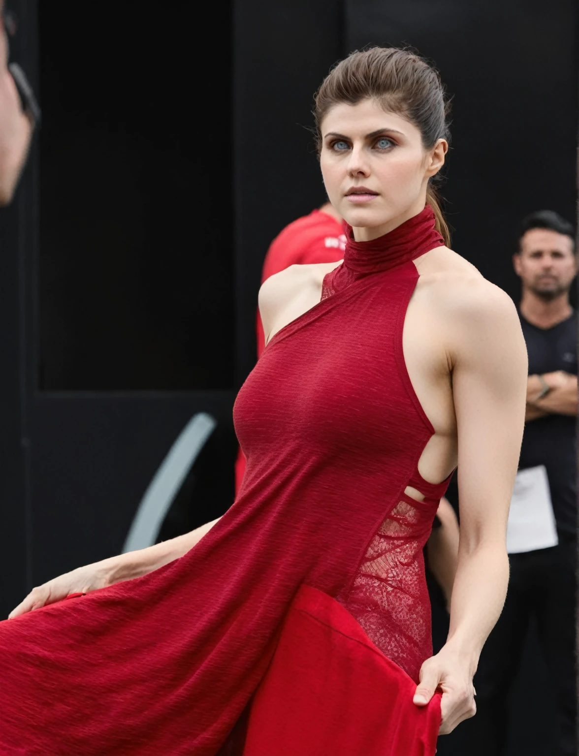   high quality  Erotic shot of a extremely hot woman, ( AlexandraDaddario , Alexandra Daddario , alexandrad44, photorealistic, extremely pale skim tone:1 ) random erotic photograph , she is wearing a sweaty, tight  tshirt , random move ,seductive, tired woman , fit muscular woman  (,  depth of field, insanely detailed skin texture, extremely detailed face, hyper detailed features )